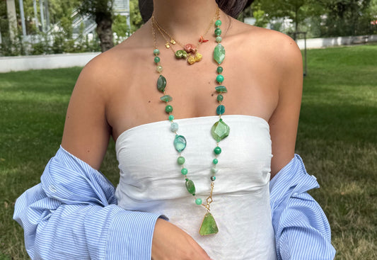 Green Beaded Statement Necklace
