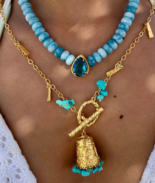 Aquamarin stone necklace